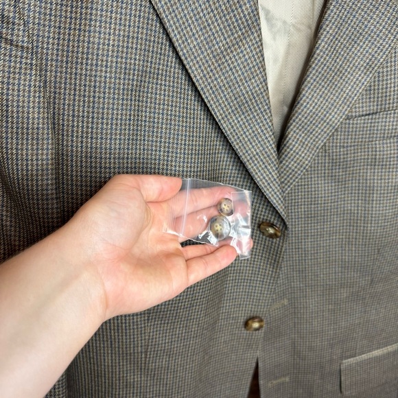 Oscar De La Renta Blazer Suit Jacket Button Front Plaid Printed Silk Wool Blend - Picture 5 of 14